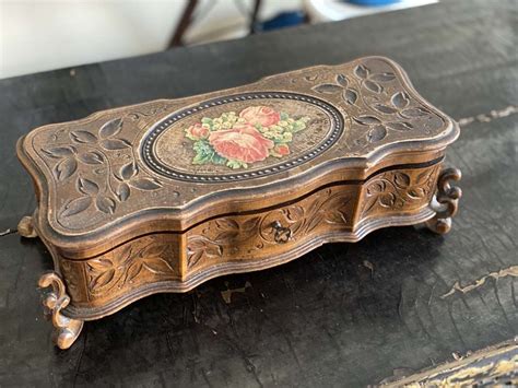 vintage wood german music box